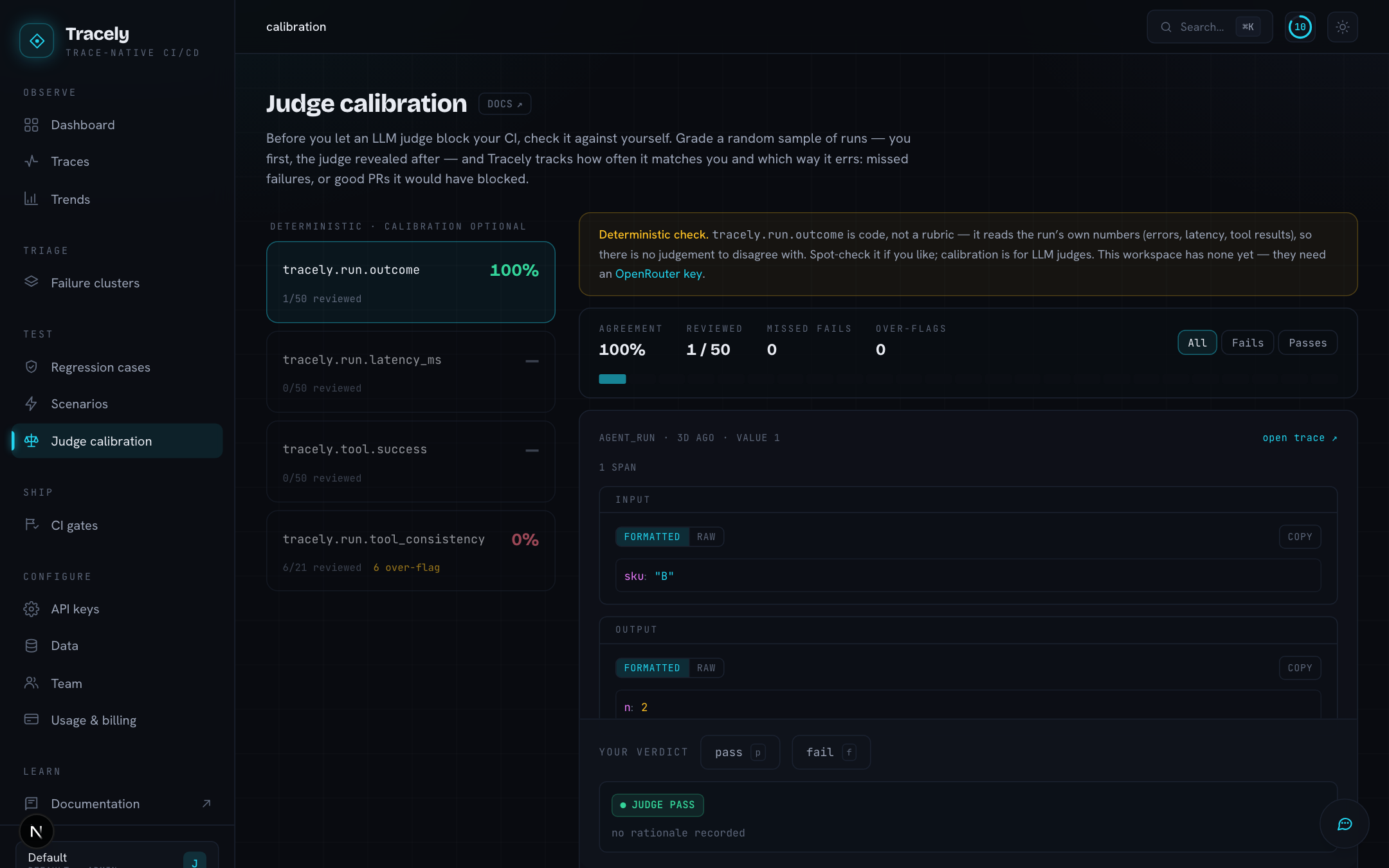 Judge calibration: per-evaluator agreement cards and the labelling queue